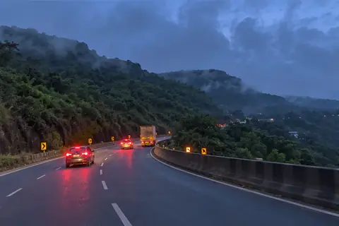 The Mumbai-Pune Expressway near Lonavala at dusk