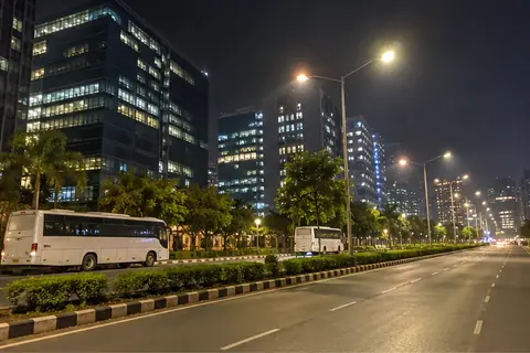 The main road through Hinjewadi IT park in Pune at night